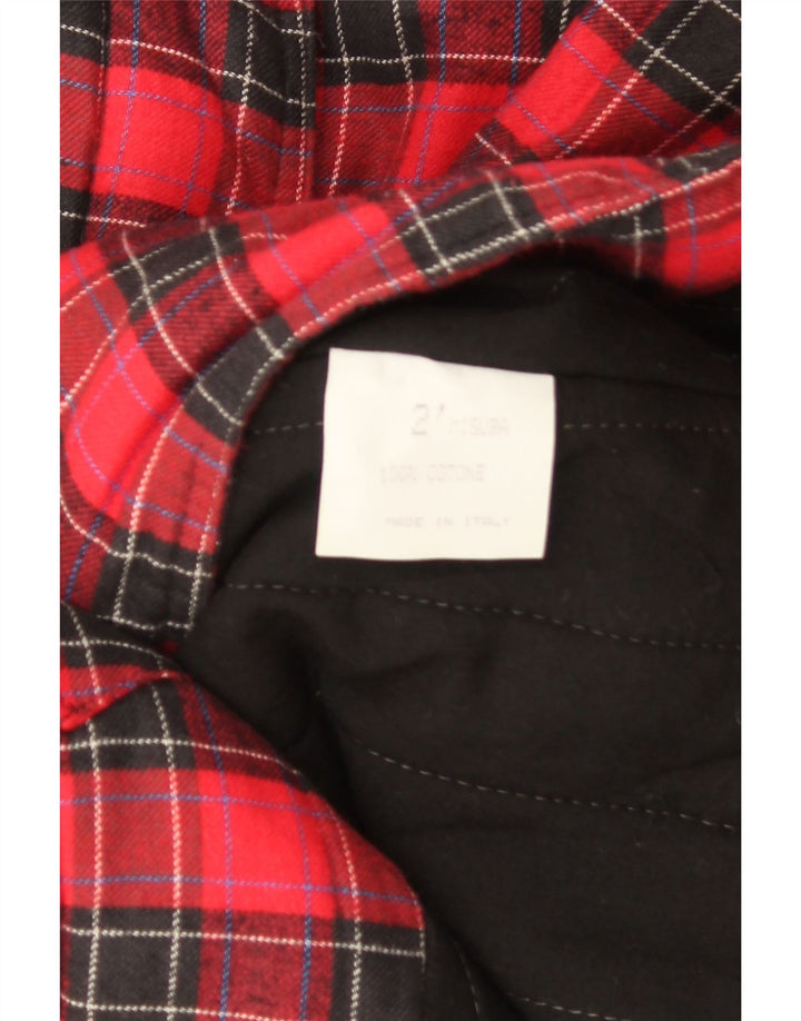 Vintage Dame Windbreaker Coat UK 14 Medium Rød Ternet Bomuld