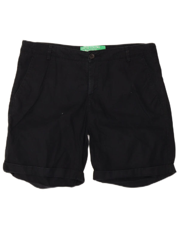 BENETTON Chino Shorts til kvinder UK 14 Large W36 Black Bomuld