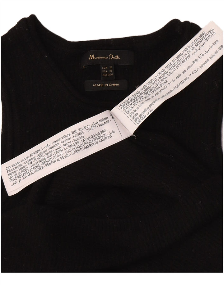 Massimo Dutti Dame Vest Top UK 4 XS Sort Uld