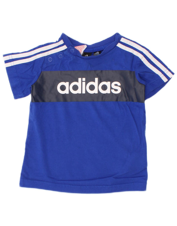 Adidas Baby Boys Grafisk T-Shirt Top 9-12 måneder Blå Colourblock Bomuld