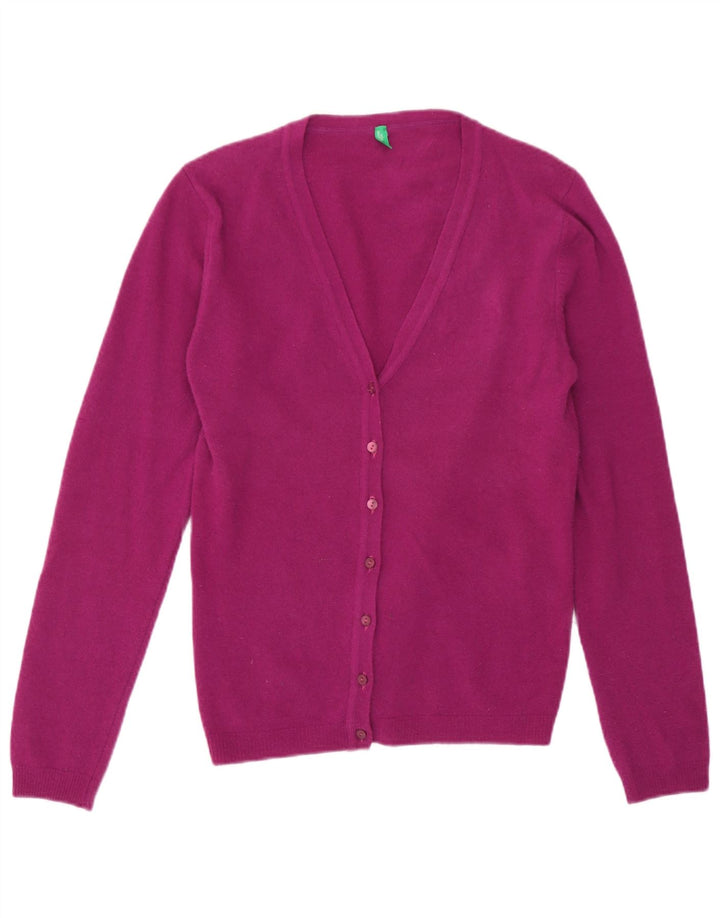 Benetton Dame Cardigan Sweater UK 8 Lille Lilla Uld