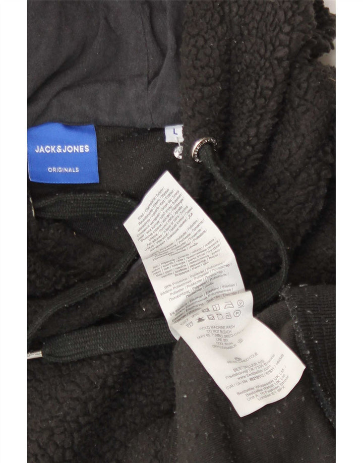 Jack & Jones Herre hættetrøje i fleece Stor sort polyester
