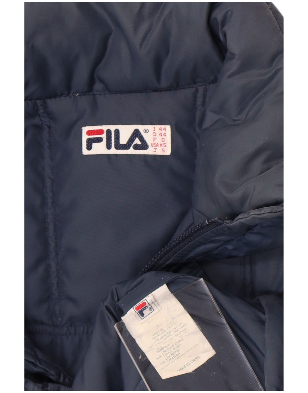 Fila Herre hættepolstret jakke IT 44 XS Marineblå nylon