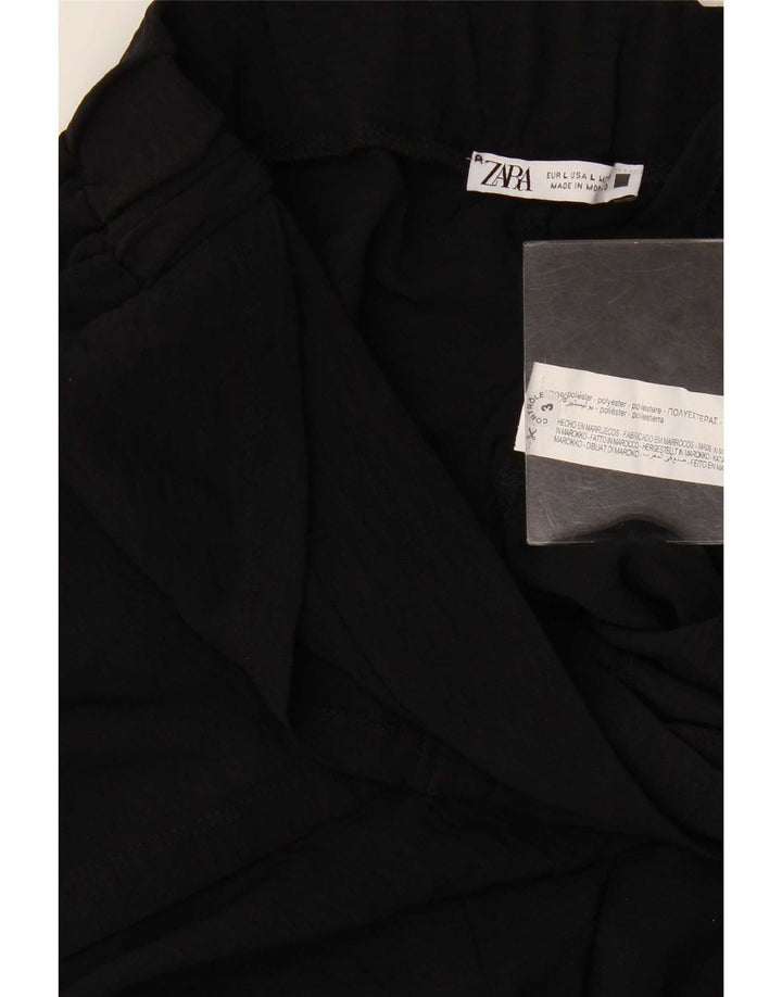 Zara kvinders brede ben Casual bukser store W30 L30 sort polyester