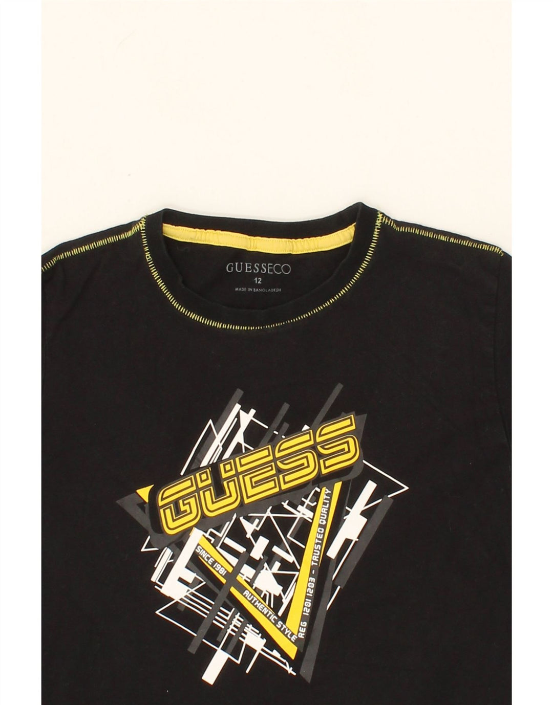 GUESS Boys Graphic Top Long Sleeve 11-12 Years Black Vintage Guess and Second-Hand Guess from Messina Hembry 