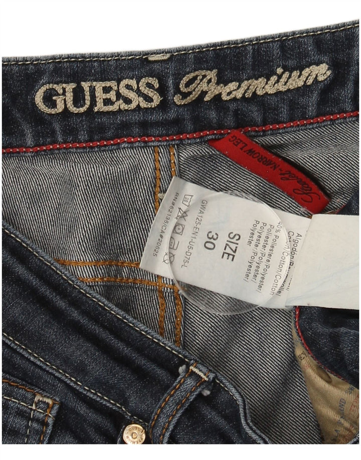 GUESS Womens Slim Jeans W30 L32 Navy Blue Cotton