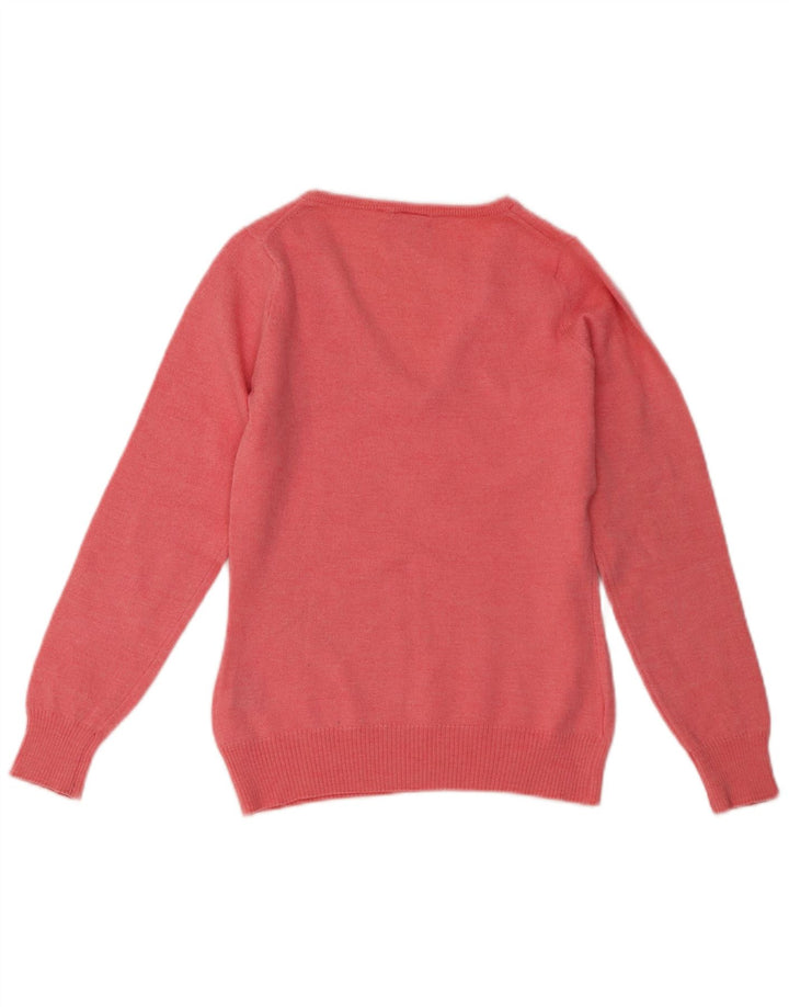 Lacoste Dame V-hals sweater Størrelse 38 Medium Pink Virgin Wool