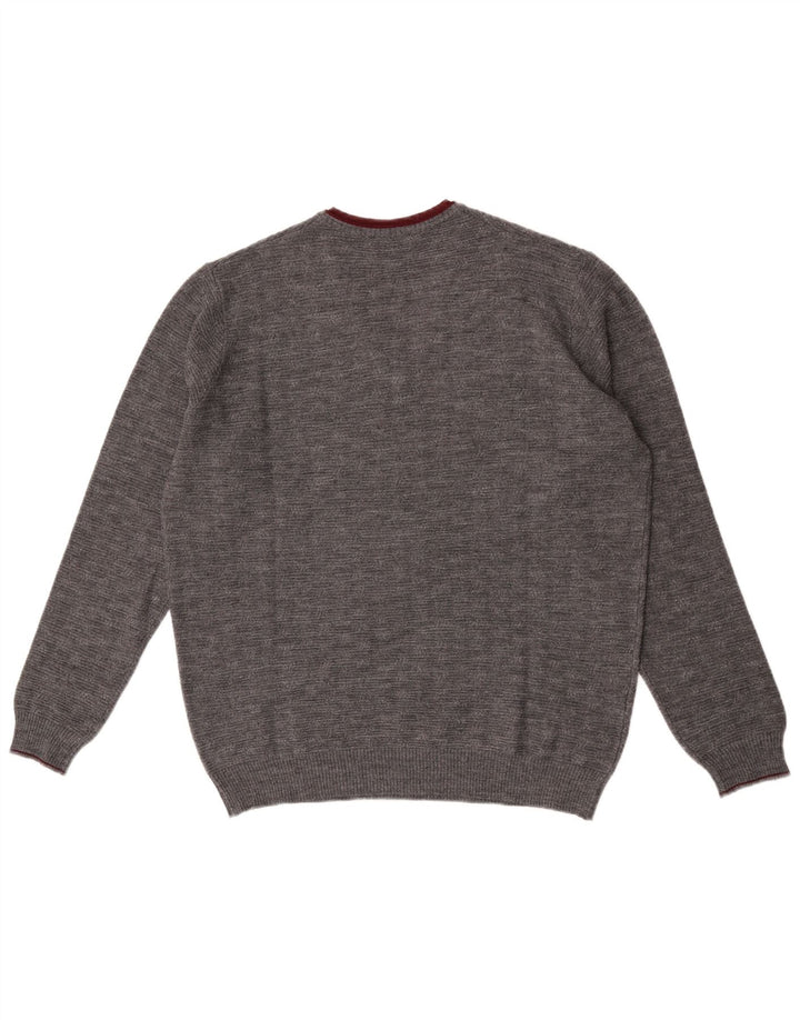 Il Granchio Herre V-hals sweater Stor Grå Flecked Wool