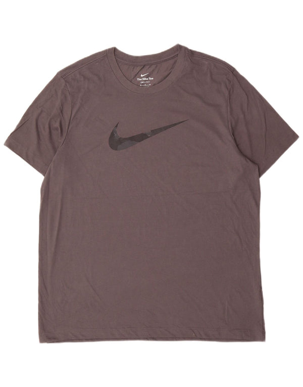 Nike Herre Dri Fit Grafisk T-Shirt Top XL Grå Bomuld