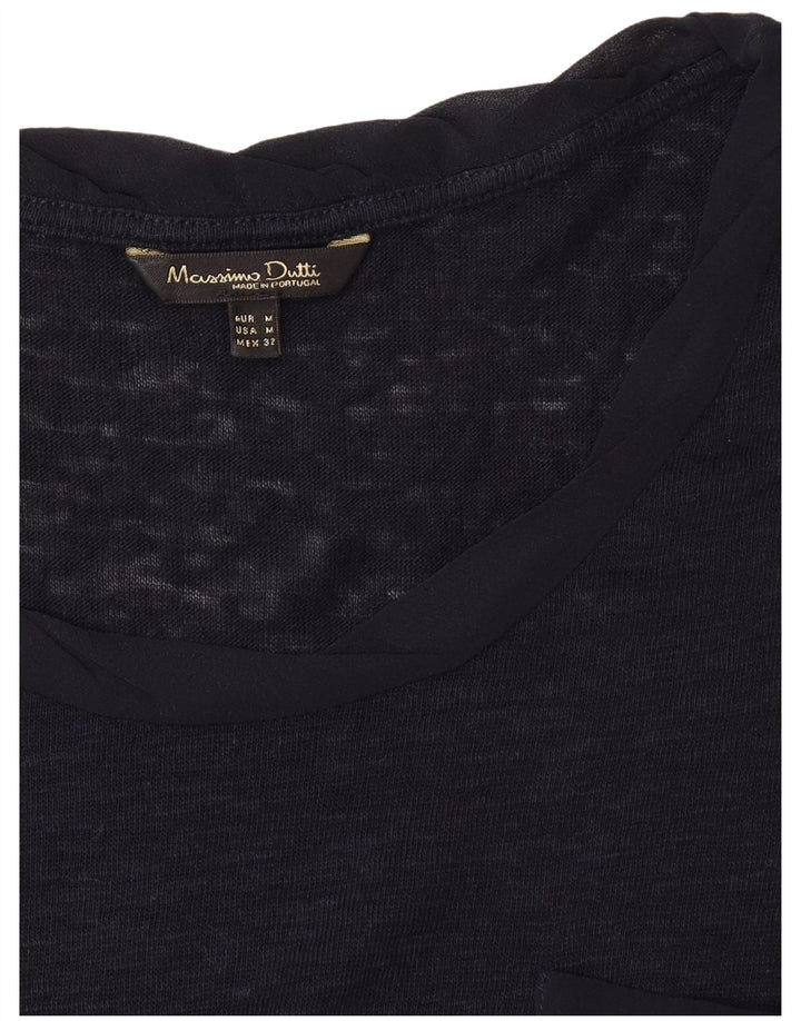 Massimo Dutti Dame T-Shirt Top UK 12 Medium Navy Blue