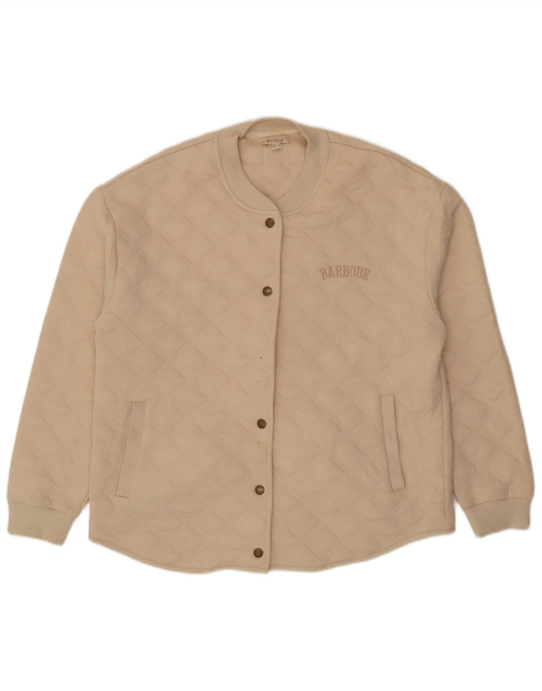 Barbour Dame Oversized Quiltet Jakke UK 10 Small Beige Bomuld