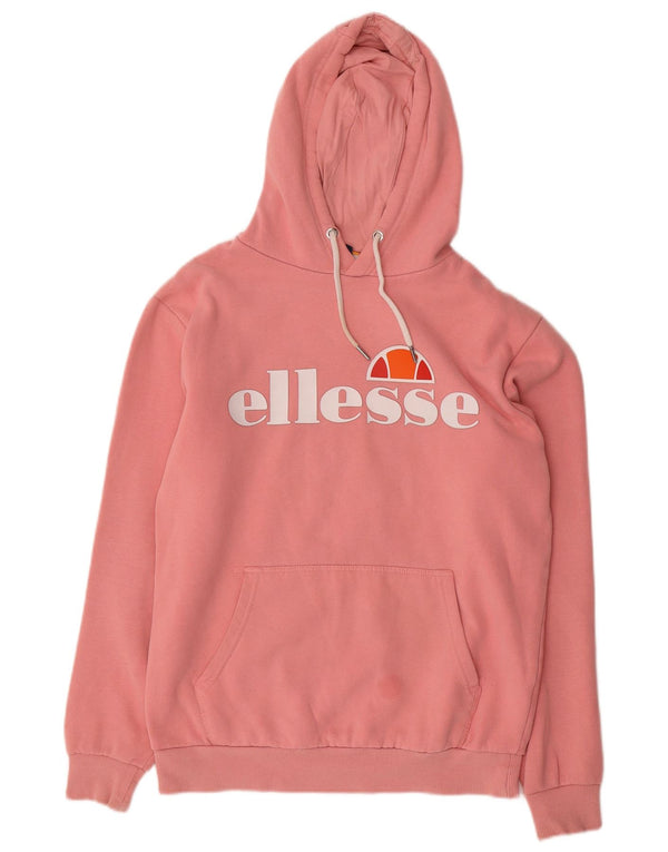 Ellesse Womens Grafisk Oversized Hoodie Jumper UK 10 Small Pink Bomuld