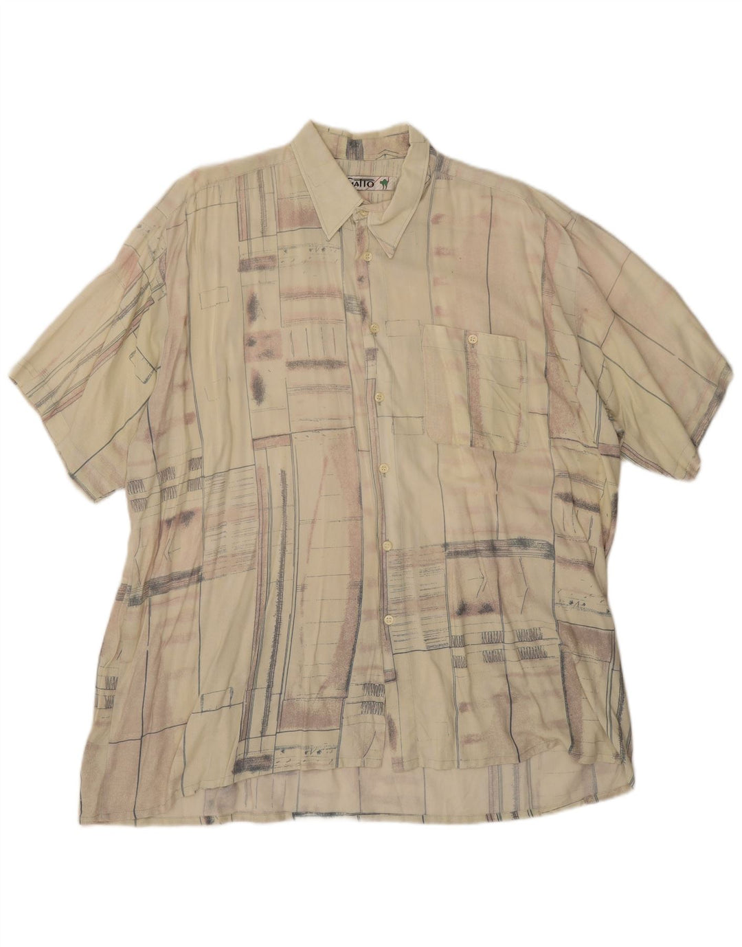 Vintage kortærmet herreskjorte XL Beige