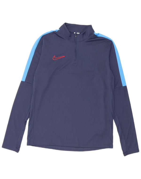 Nike Herre Dri Fit Pullover Træningsdragt Top Medium Navy Blue Colourblock