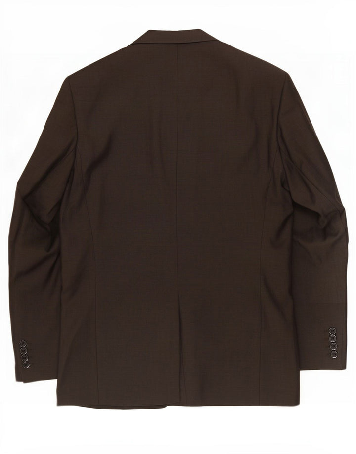 Hugo Boss Herre 3-knaps blazerjakke EU 51 Large Brown Virgin Wool