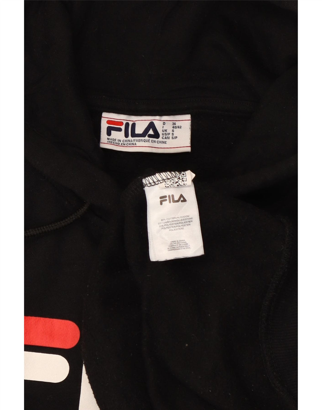 FILA Grafisk hættetrøje til mænd, lille sort bomuld