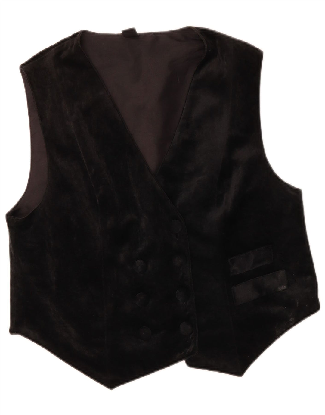 Vintage dobbeltradet vest til kvinder IT 46 Large Black Acetate