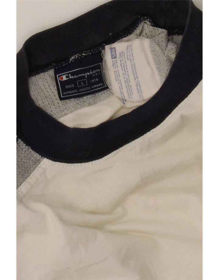 Champion Herre grafisk T-shirt Top Stor hvid Colourblock Bomuld