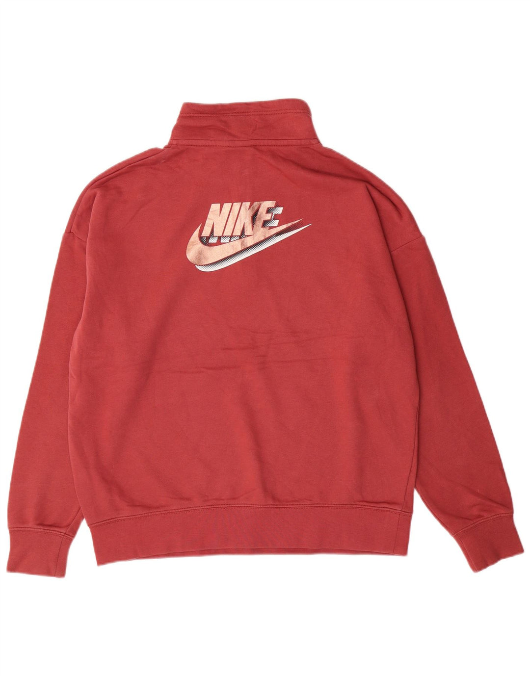 NIKE Dame Oversized grafisk lynlås-hals Sweatshirt Jumper UK 10 Small Pink