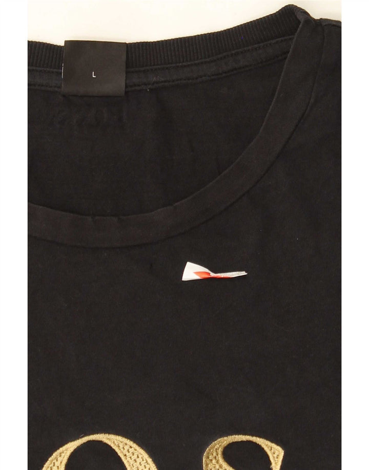 Hugo Boss Herre grafisk T-shirt Top Stor sort bomuld