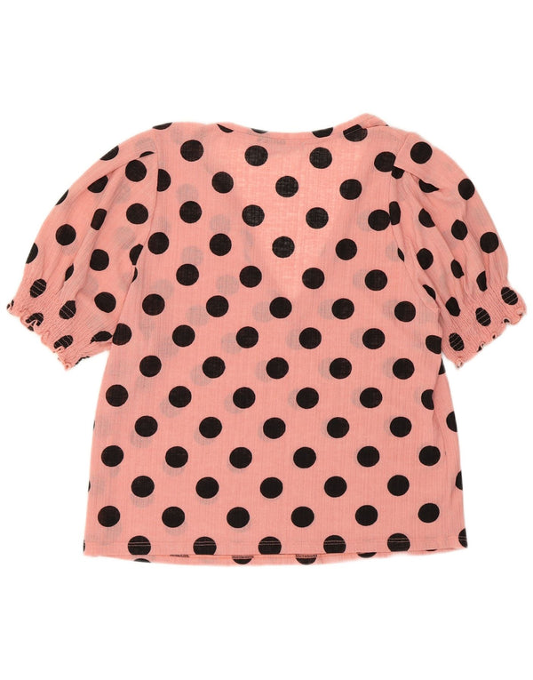 Zara Womens Crop Bluse Top UK 10 Small Pink Polka Dot