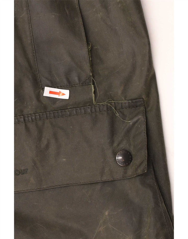Barbour Herre Border Loose Fit Vokset Bomuldsjakke EU 48 Medium Grøn Bomuld
