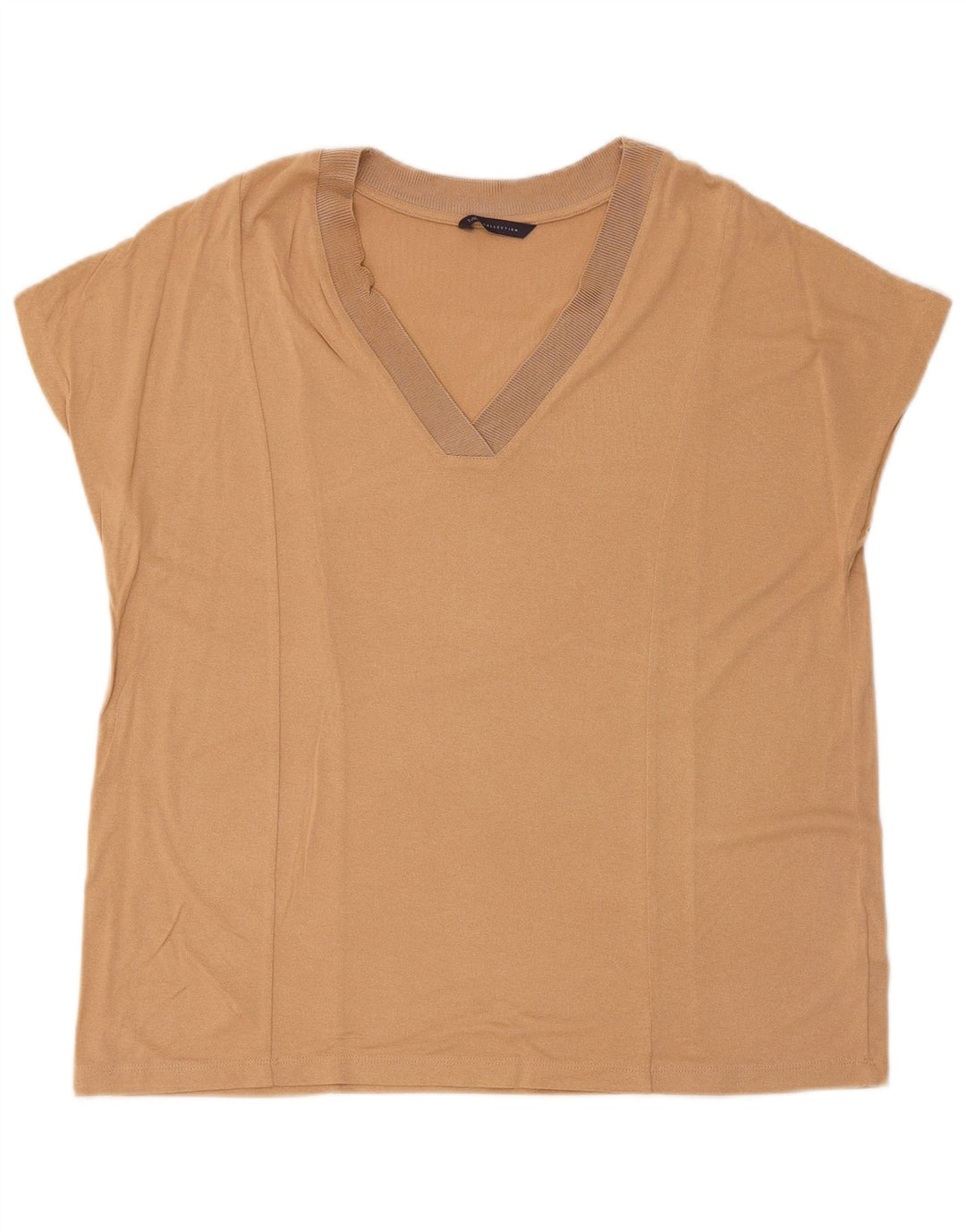 Marks & Spencer T-shirt top til kvinder UK 14 Stor Beige Viscose