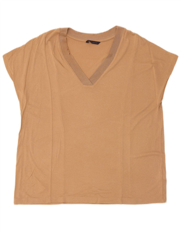 Marks & Spencer T-shirt top til kvinder UK 14 Stor Beige Viscose