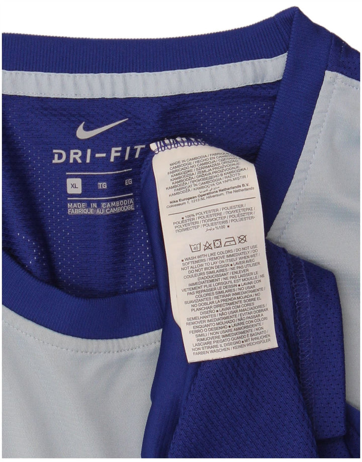 Nike Herre Dri Fit T-Shirt Top XL Blå Colourblock Polyester