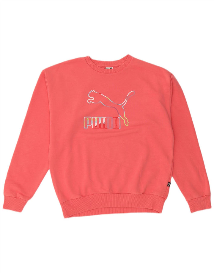 Puma Dame Grafisk Oversized Sweatshirt Jumper UK 10 Small Pink Bomuld