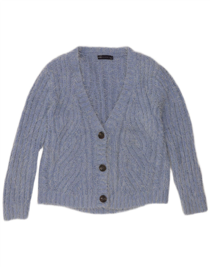 Marks & Spencer Dame Cardigan Sweater UK 14 Medium Blue Polyester