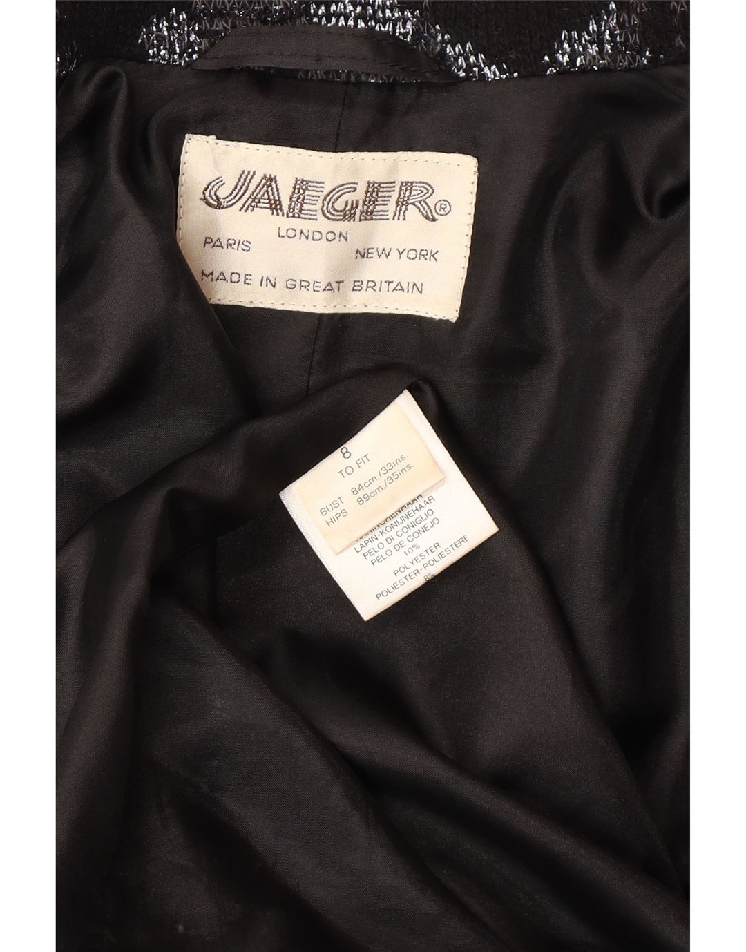 JAEGER Oversized åben overfrakke til kvinder UK 8 Small Grey Floral Wool