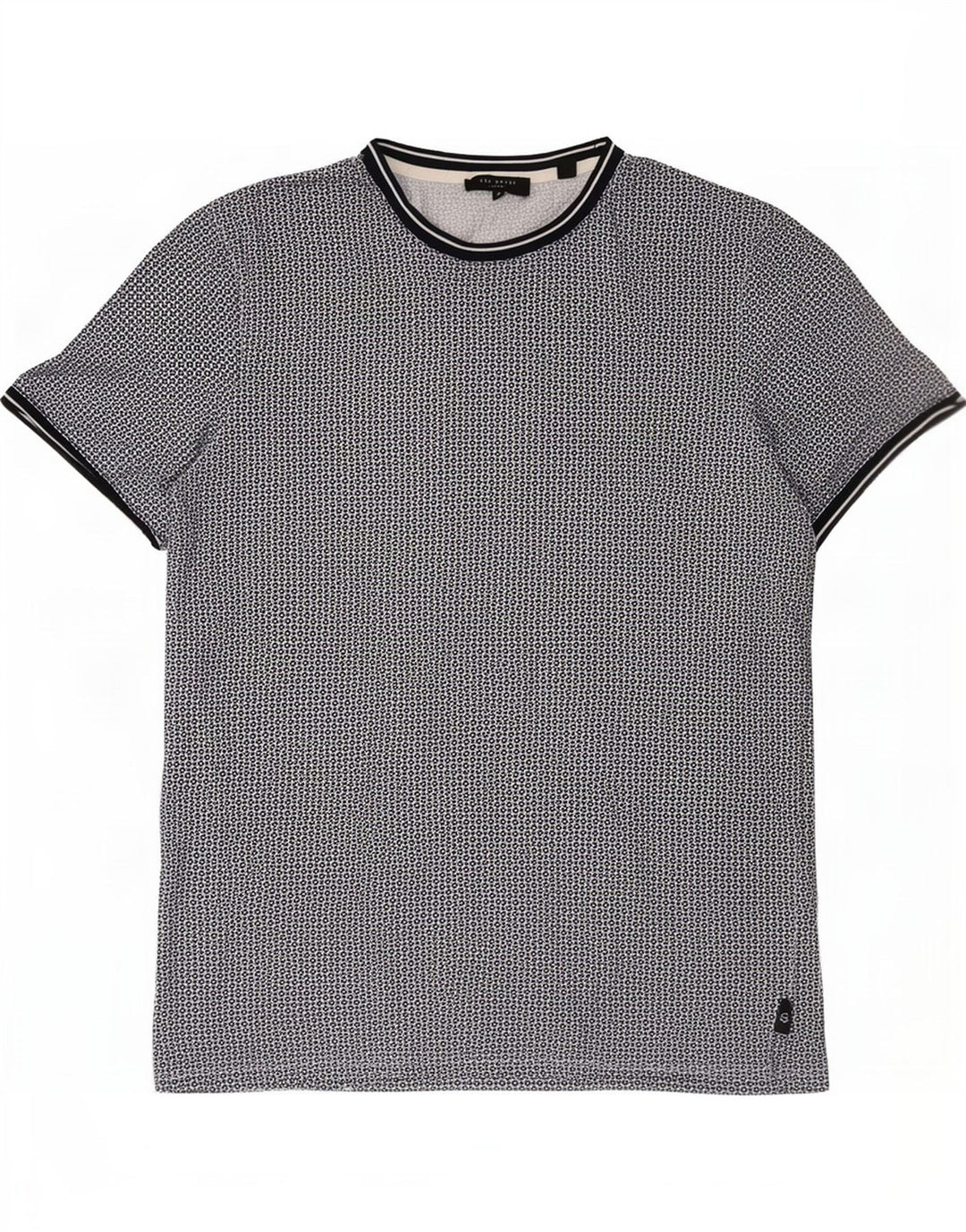 Ted Baker Herre T-Shirt Top Størrelse 4 Stor Grå Plettet Bomuld