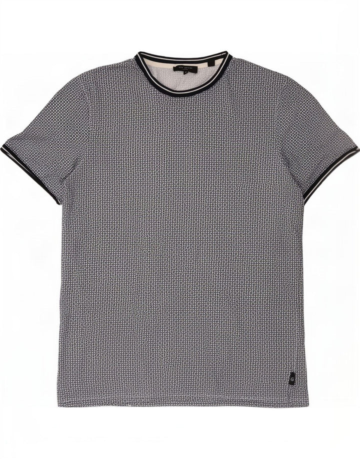 Ted Baker Herre T-Shirt Top Størrelse 4 Stor Grå Plettet Bomuld