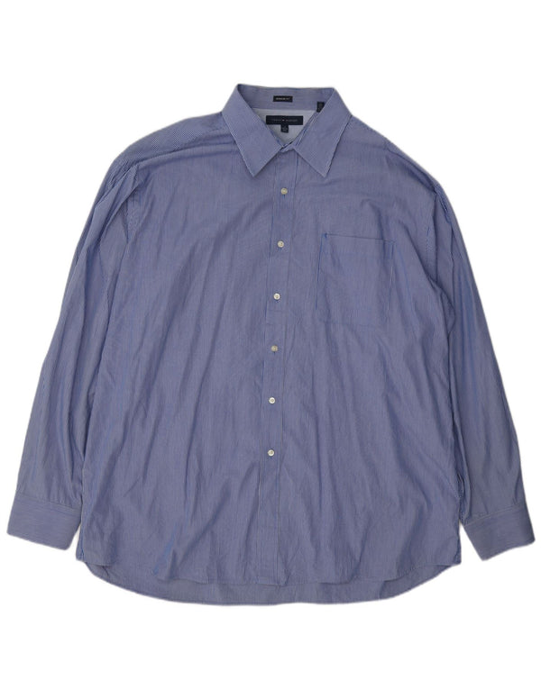 Tommy Hilfiger Herre Regular Fit skjorte str. 18 2XL Blå nålestribet bomuld