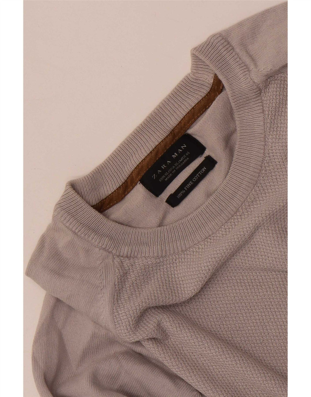 Zara Herre sweater med rund hals XL Grå bomuld