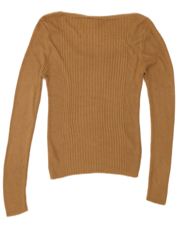Topshop Dame Boat Neck Jumper Sweater UK 12 Medium Beige Viscose