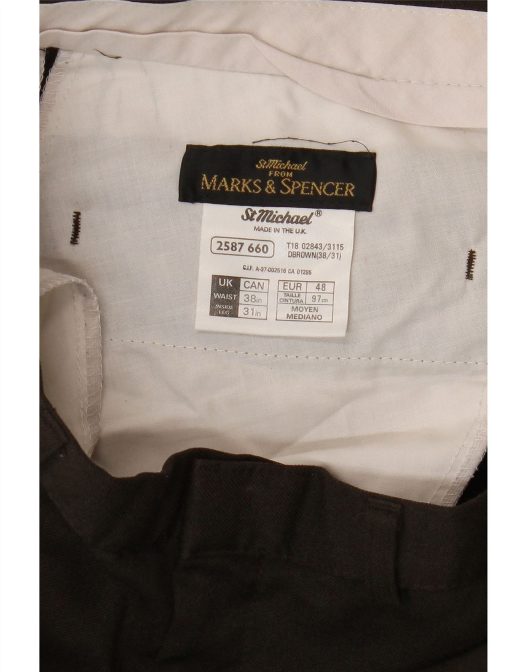 Marks & Spencer Herre tilspidsede fritidsbukser W38 L31 brun polyester