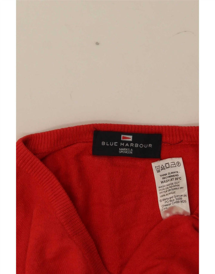 Marks & Spencer Herre Blue Harbor V-hals sweater Stor rød akryl