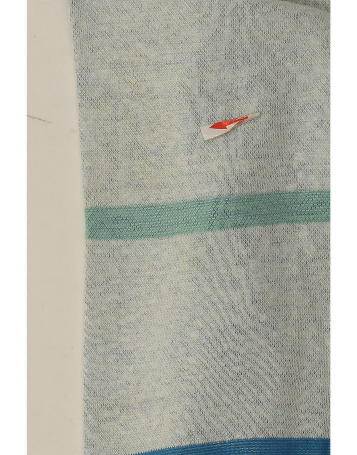 Vintage herre polo hals sweater mellemgrøn stribet