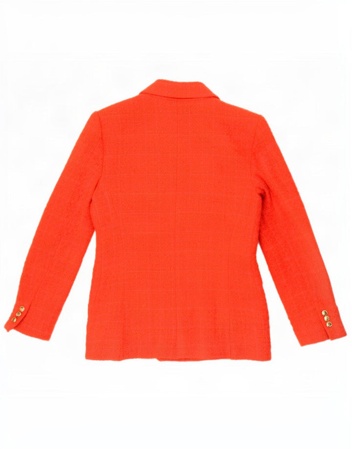 Zara Dame Dobbeltradet Blazer Jacket UK 12 Medium Rød Ternet Bomuld