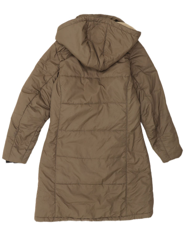 Jack Wolfskin Dame Hætte Polstret Frakke UK 10 Small Khaki Polyester