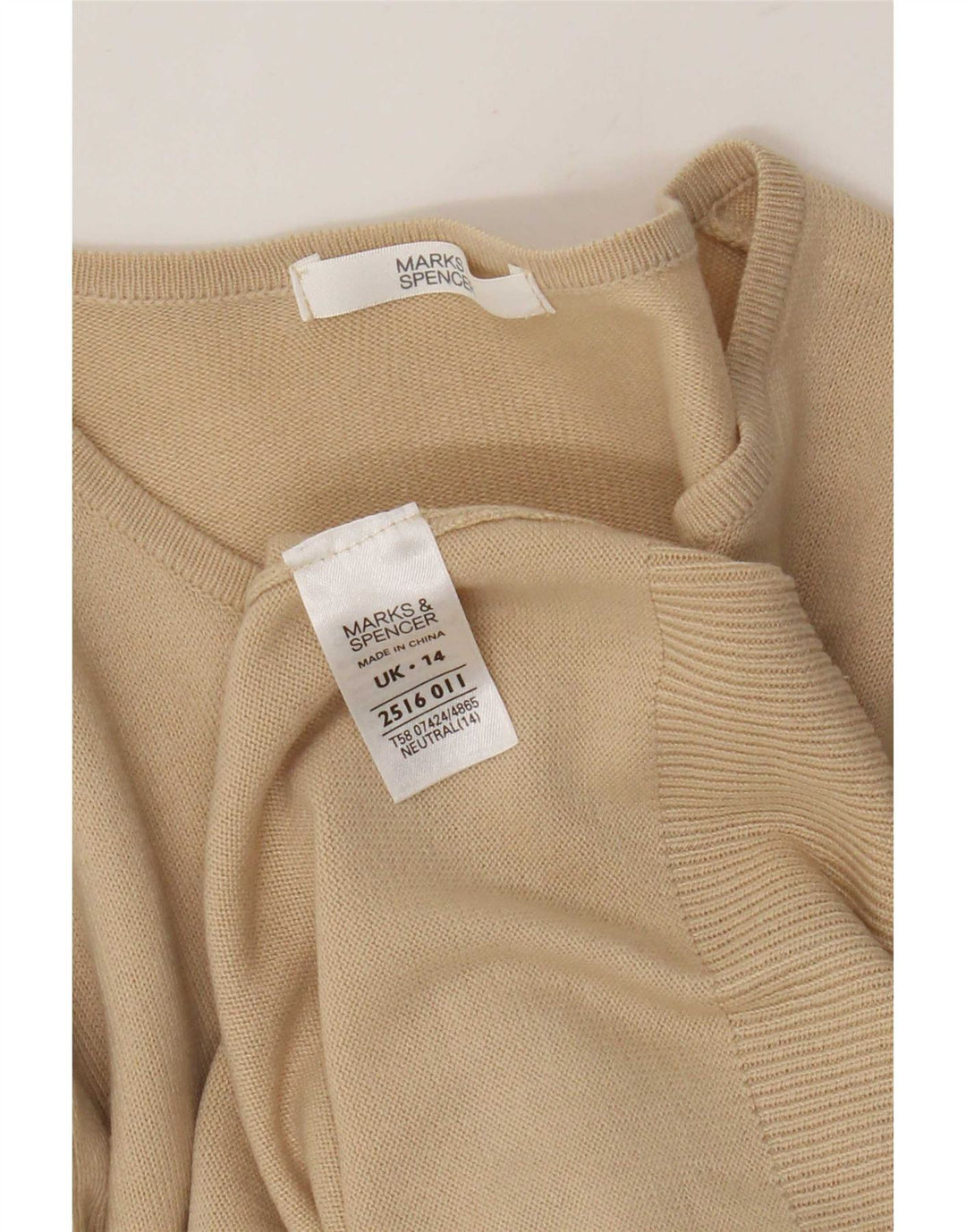 Marks & Spencer Dame Cardigan Sweater UK 14 Medium Beige Akryl