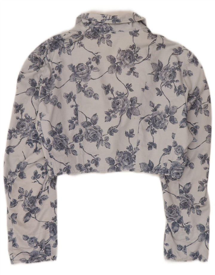 Vintage kvinders 1 knap Bolero jakke UK 14 Medium Blue Floral