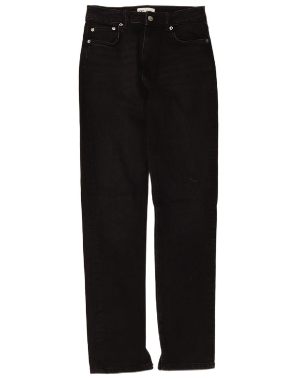 Zara Womens High Waist Straight Jeans EU 38 Small W28 L31 Black Cotton