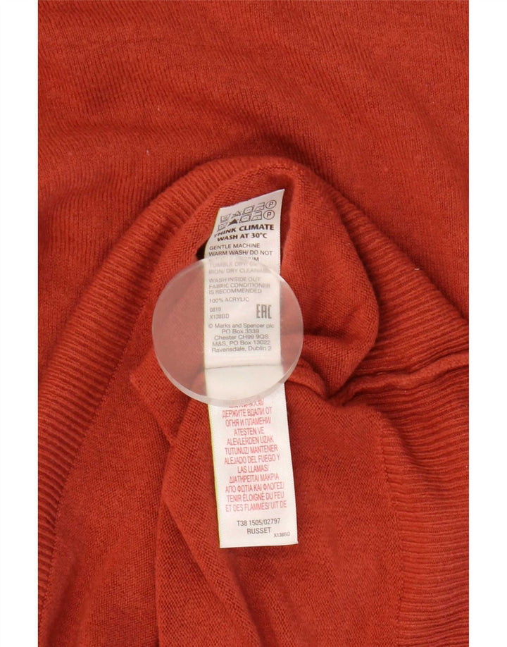 Marks & Spencer Dame Rullehals Sweater UK 12 Medium Orange Akryl