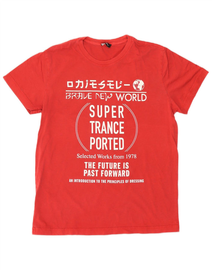 Diesel Dame Grafisk T-Shirt Top UK 16 Large Red