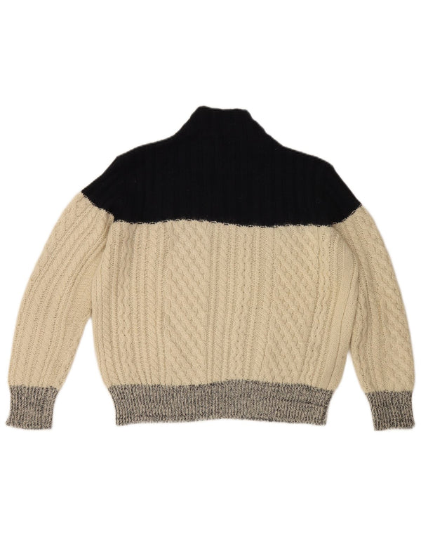 Slam Dame Turtle Neck Jumper Sweater UK 14 Medium Off White Colourblock