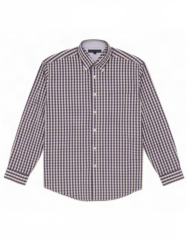 Tommy Hilfiger herreskjorte XL marineblå Gingham bomuld
