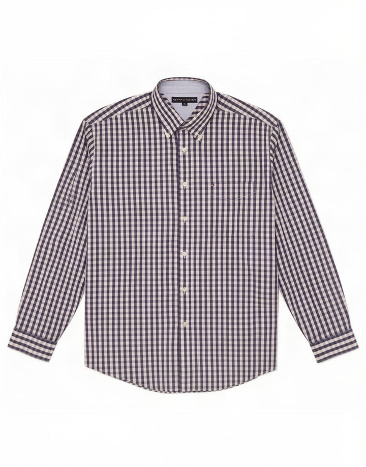 Tommy Hilfiger herreskjorte XL marineblå Gingham bomuld